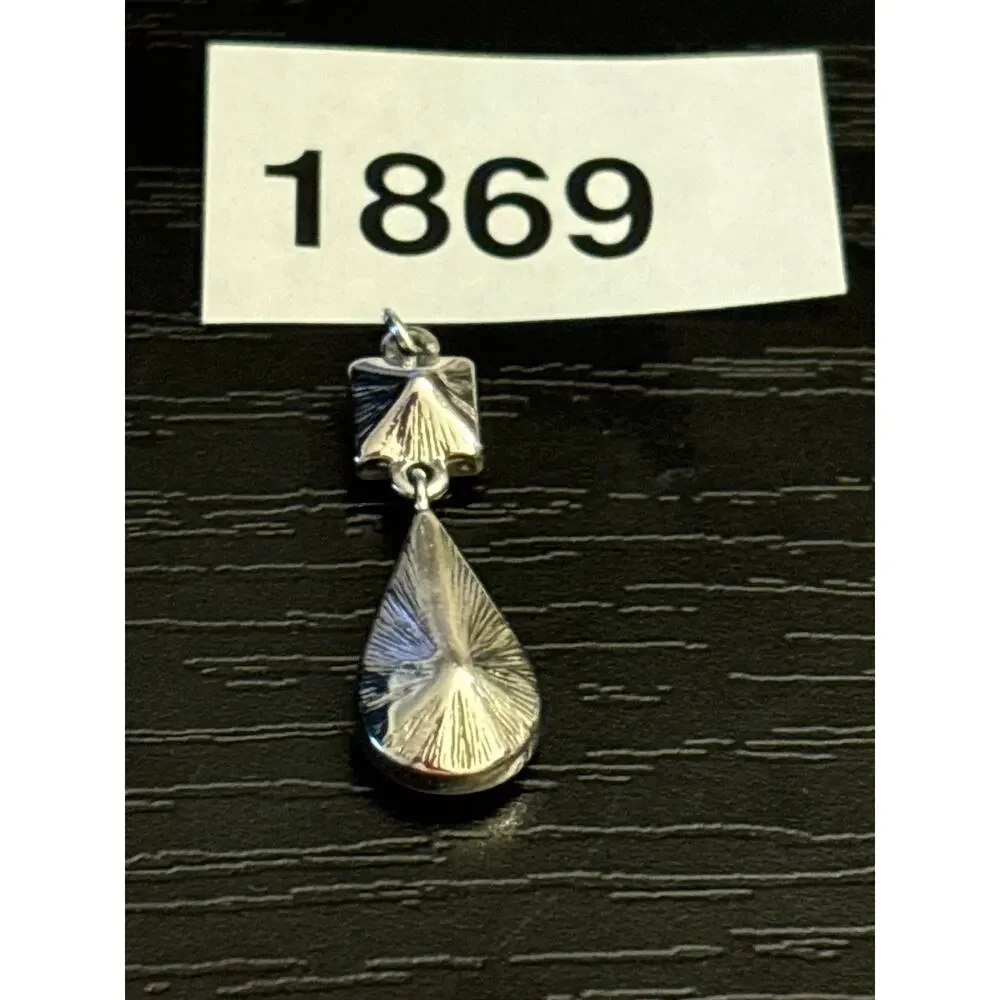 Vintage Silver Tone Clear Crystal Teardrop Pendant